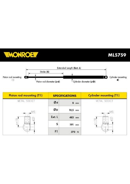 1998 - 2004 Volkswagen Golf 4 Bagaj Amortisörü (52.5cm) Sağ - Sol Aynı Adet (Oem NO:1J6827550)