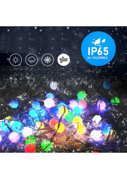 Bluetooth 10 Metre Rgb Renk Değiştiren Akıllı Küre Dizili Işıklar USB 66 LED Kumandalı