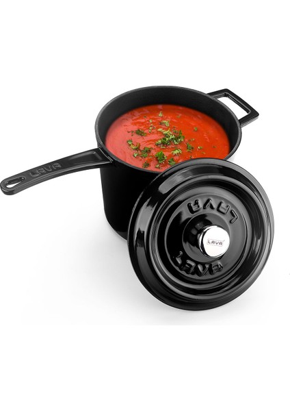 Döküm Yuvarlak Sos Tenceresi Metal Saplı Çap(Ø18 cm Siyah fiyatları