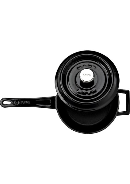 Döküm Yuvarlak Sos Tenceresi Metal Saplı Çap(Ø18 cm Siyah modelleri