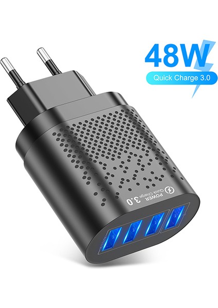 4 USB Portlu 48W Qc 3.0 Ultra Hızlı Şarj Çoklu USB Şarj Cihazı Başlık Adaptör