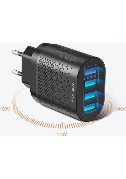 4 USB Portlu 48W Qc 3.0 Ultra Hızlı Şarj Çoklu USB Şarj Cihazı Başlık Adaptör