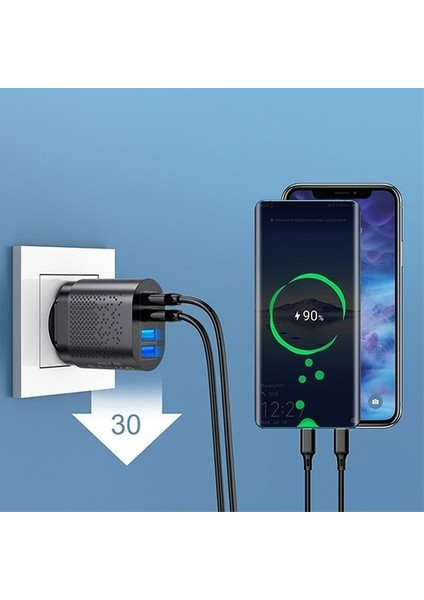 4 USB Portlu 48W Qc 3.0 Ultra Hızlı Şarj Çoklu USB Şarj Cihazı Başlık Adaptör