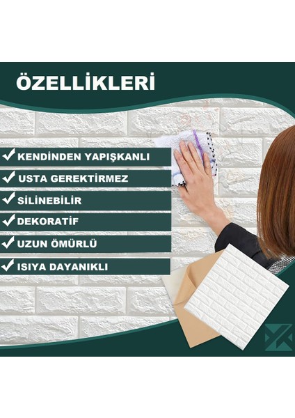 Renkli Duvarlar Çıkart & Yapıştır Kendinden Yapışkanlı 3D Esnek Duvar Kaplama Paneli 12 Adet