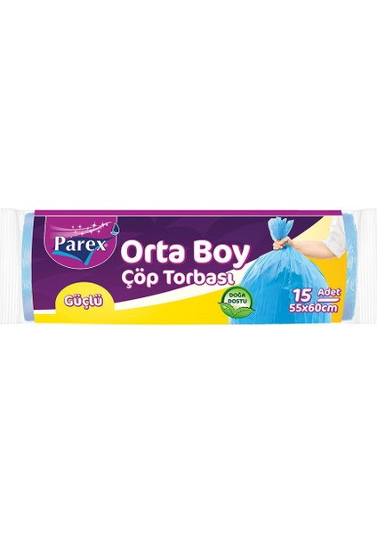 Güçlü Çöp Torbası Orta Boy 55X60 cm 2 Adet