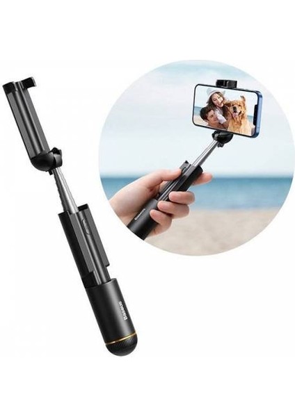 Katlanabilir Teleskopik Kablosuz Bluetooth Selfie Çubuğu, Selfie Stick Monopod Siyah