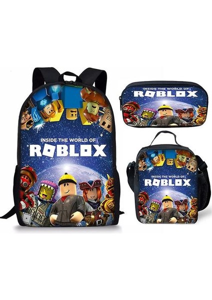 3 Adet / Takım Roblox Sırt Çantası Anime Okul Çantası Oxford Satchel ile Kalem Çantası Öğle Yemeği Çantası (Yurt Dışından)