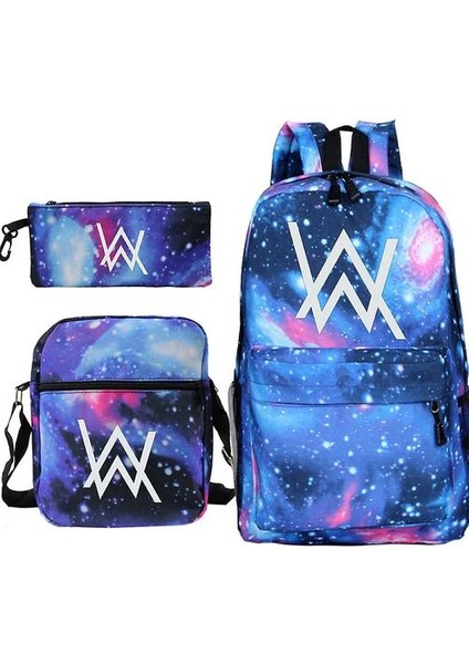 3 Adet / Takım Alan Walker Satchel Anime Rahat Okul Çantası Sırt Çantası ile Kalem Çantası Messenger Çanta (Yurt Dışından)