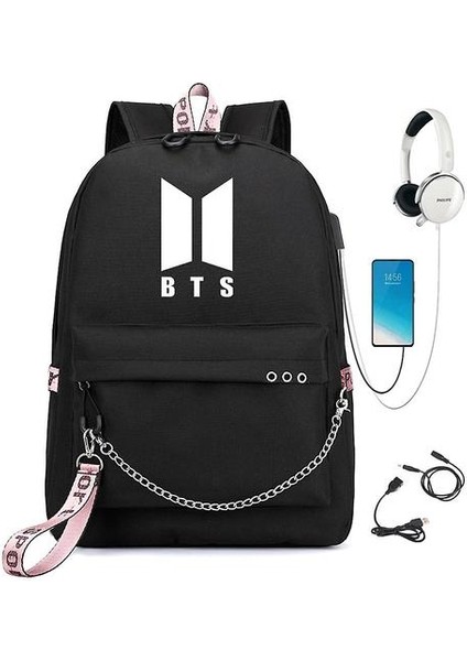 Bts Sırt Çantası Sevimli USB Şarj Okul Çantası (Renk-4) (Yurt Dışından)