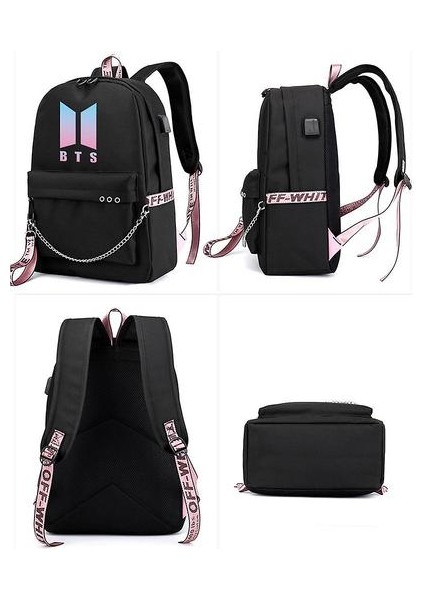 Bts Sırt Çantası Sevimli USB Şarj Okul Çantası (Renk-4) (Yurt Dışından) modelleri