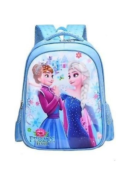 Disney Dondurulmuş Okul Çantası Elsa Anna Kızlar Sevimli Sırt Çantası (3) (Yurt Dışından)