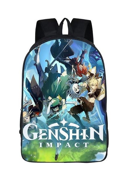 Genshin Etkisi Öğrenci Schoolbag Polyester Aydınlatma Sırt Çantası (Renk-7) (Yurt Dışından)