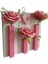 Ahşap Pembe Beyaz Kalpli Duvar Çiçekliği Pembe Gül Yapay Çiçek 25 x 25 cm 2