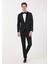 Siyah Mikro Fashion Slim Fit Kruvaze Yaka Dokuma Smokin Takım Elbise 1