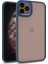 Apple iPhone 11 Pro Max Kapak Metal Kamera Korumalı Arkası Şeffaf Silikon Kılıf - Mavi 1