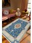 Salon Halısı Salon Halısı Eskitme Mavi Bej Bordo Kaydırmaz Kesme Yıkanabilir Ince Halı Tüysüz Kilim 1