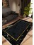 Salon Halısı Modern Çizgili Gold Siyah Altın Kaydırmaz Kesme Yıkanabilir Ince Halı Tüysüz Kilim 1