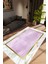 Salon Halısı Modern Çizgili Pembe Beyaz Kaydırmaz Kesme Yıkanabilir Ince Halı Tüysüz Kilim 1