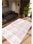 Salon Halısı Modern Eskitme Pembe Ekru Kaydırmaz Kesme Yıkanabilir Ince Halı Tüysüz Kilim 1