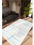 Salon Halısı Modern Eskitme Mavi Beyaz Kaydırmaz Kesme Yıkanabilir Ince Halı Tüysüz Kilim 1