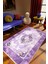 Salon Halısı Figürlü Çiçekli Mor Beyaz Kaydırmaz Kesme Yıkanabilir Ince Halı Tüysüz Kilim 1