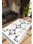 Salon Halısı Modern Geometrik Beyaz Siyah Kaydırmaz Kesme Yıkanabilir Ince Halı Tüysüz Kilim 1