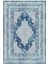 Salon Halısı Klasik Mavi Krem Kaydırmaz Kesme Yıkanabilir Ince Halı Tüysüz Kilim 2