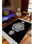 Salon Halısı Klasik Siyah Kaydırmaz Kesme Yıkanabilir Ince Halı Tüysüz Kilim 1
