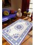 Salon Halısı Klasik Mavi Krem Kaydırmaz Kesme Yıkanabilir Ince Halı Tüysüz Kilim 1