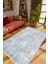 Salon Halısı Modern Eskitme Baklava Desen Mavi Gri Kaydırmaz Yıkanabilir Ince Halı Tüysüz Kilim 1