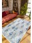 Salon Halısı Modern Eskitme Baklava Desen Gri Mavi Kaydırmaz Yıkanabilir Ince Halı Tüysüz Kilim 1