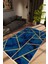 Salon Halısı Modern Geometrik Altın Lacivert Gold Kaydırmaz Kesme Yıkanabilir Ince Halı Tüysüz Kilim 1