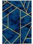Salon Halısı Modern Geometrik Altın Lacivert Gold Kaydırmaz Kesme Yıkanabilir Ince Halı Tüysüz Kilim 2