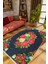 Salon Halısı Figürlü Çiçekli Siyah Kaydırmaz Kesme Yıkanabilir Ince Halı Tüysüz Kilim 1