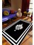 Salon Halısı Klasik Eskitme Siyah Beyaz Kaydırmaz Kesme Yıkanabilir Ince Halı Tüysüz Kilim 1