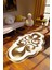 Salon Halısı Klasik Modern Gold Altın Beyaz Metalik Kaydırmaz Yıkanabilir Ince Halı Tüysüz Kilim 1