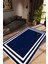 Salon Halısı Modern Çizgili Lacivert Beyaz Kaydırmaz Kesme Yıkanabilir Ince Halı Tüysüz Kilim 1