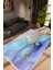 Salon Halısı Taş Mermer Modern Mavi Kaydırmaz Kesme Yıkanabilir Ince Halı Tüysüz Kilim 1