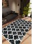 Salon Halısı Modern Geometrik Siyah Krem Kaydırmaz Kesme Yıkanabilir Ince Halı Tüysüz Kilim 1