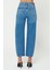 Orta Mavi Barrel Fit Yüksek Bel Fermuarlı Jean Pantolon C 4696-005 4