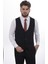 Siyah Slim Fit Yelekli Erkek Takım Elbise 3