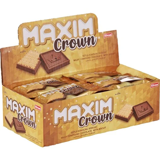 Elvan Maxim Crown Kakaolu Bisküvi 10 Gr. 24 Adet (1 Paket)