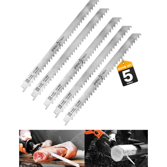 Proxtech Yüksek Kalite Pürüzsüz Keskin Tilki Kuyruğu Testeresi Kemik Et ,Demir,Ağaç ,Plastik Kesme 5li Set