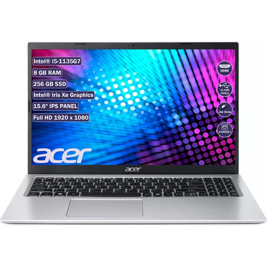 Acer Aspire 3 A315-58 Intel Core i5-1135G7 8 GB 256 GB SSD Freedos 15,6 FHD Taşınabilir Bilgisayar NX.ADDEY.004