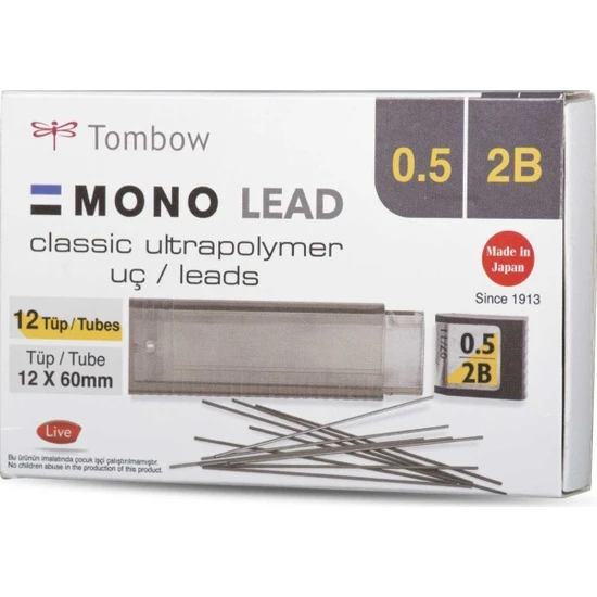 Tombow 2b Mono Lead 0.5 mm Min Uç 12'li Kutu