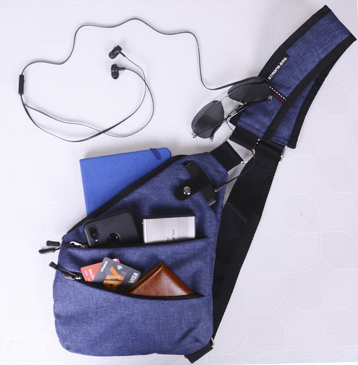Strong Bag Strong Mavi Tek Omuz Çapraz Askılı Göğüs ve Sırt Çantası,body Bag Çanta görsel 8