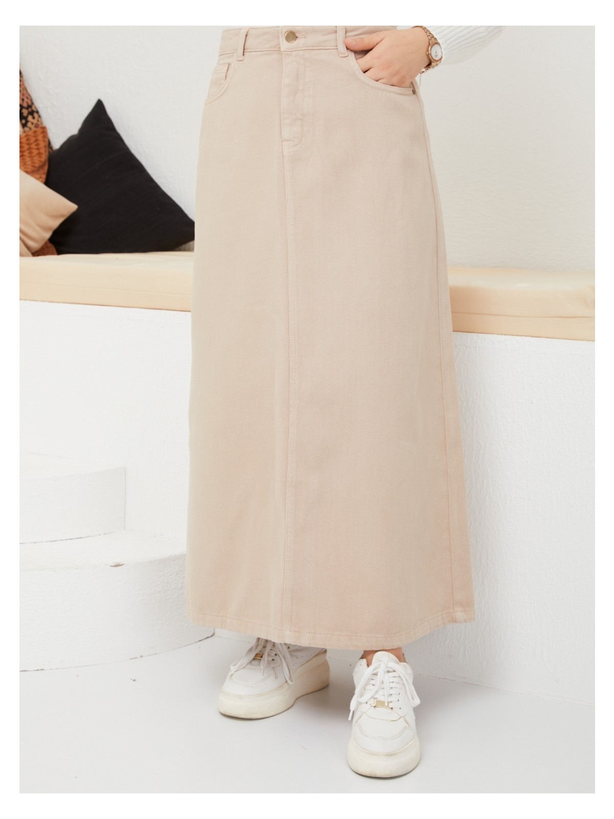 Vellichor Uzun Etek Kadınlar İçin Doğal Kumaşlı 90 cm Boy 37 cm Bel Ölçüsü