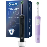 Oral-B Şarjlı/Elektrikli Diş Fırçası Vitality Pro 2'li Siyah&Lila Avantaj Paketi