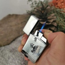Aradığın Şeyler Işlemeli Desen 1 Torch Reizstanslı Gazlı Çakmak Komple Çelik Özel Kutulu - Gümüş