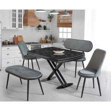 Eymense Siyah Inci Banklı Mutfak Masa Takımı